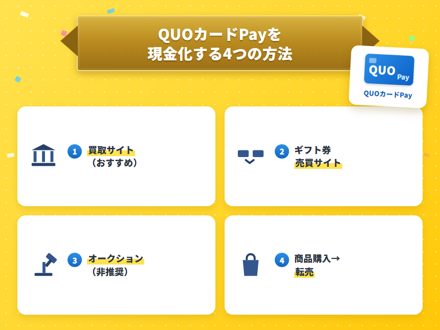 QUOカードPayを現金化する4つの方法