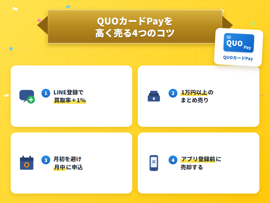QUOカードPayを高く売る4つのコツ