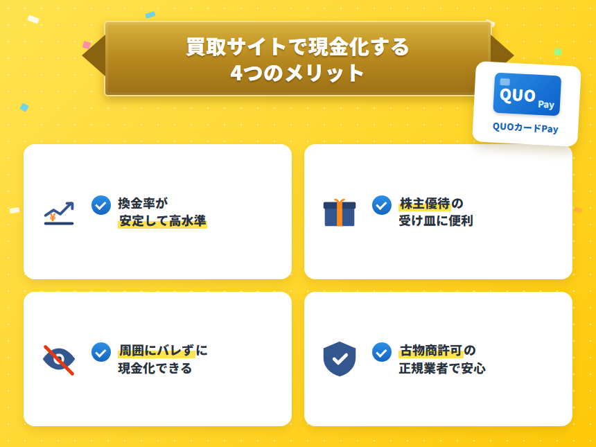 買取サイトで現金化する4つのメリット